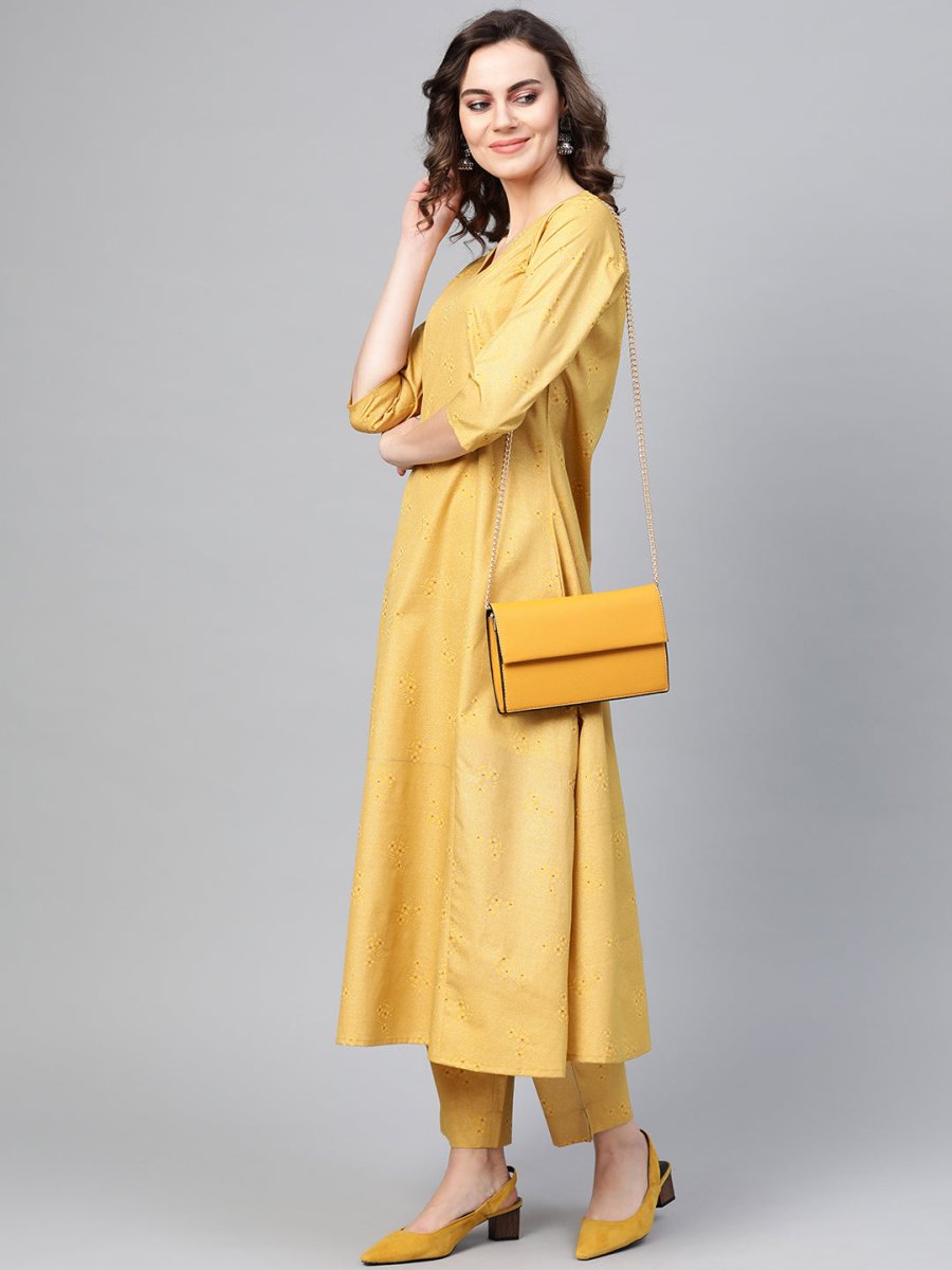Ahalyaa Women A-Line Crepe Kurta With Pant | Swadesiicart