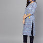 Ahalyaa Blue Straight Kurta with Pant | Swadesiicart