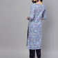 Ahalyaa Blue Straight Kurta with Pant | Swadesiicart