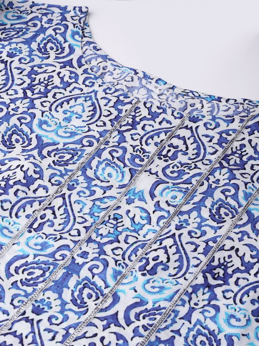Ahalyaa Blue Straight Kurta with Pant | Swadesiicart