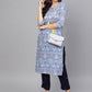 Ahalyaa Blue Straight Kurta with Pant | Swadesiicart