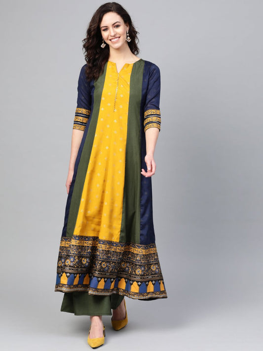 Ahalyaa Pleated Kurta with Palazzo Set | Swadesiicart
