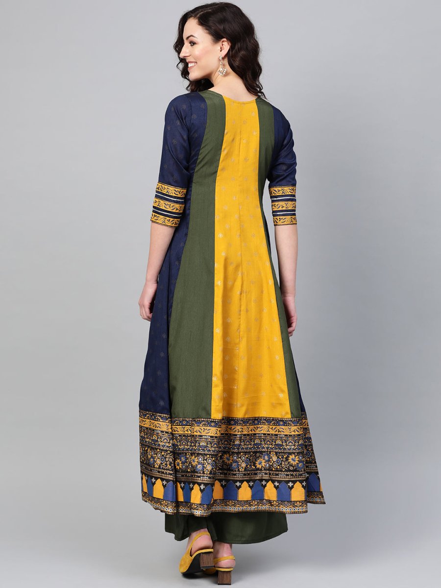 Ahalyaa Pleated Kurta with Palazzo Set | Swadesiicart