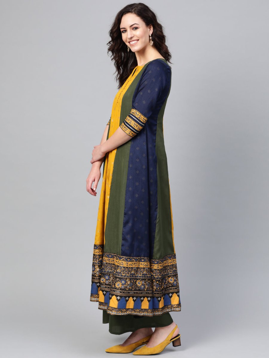 Ahalyaa Pleated Kurta with Palazzo Set | Swadesiicart