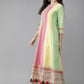 Ahalyaa Women Pink & Yellow Colourblocked Kurta with Palazzos | Swadesiicart