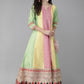 Ahalyaa Women Pink & Yellow Colourblocked Kurta with Palazzos | Swadesiicart