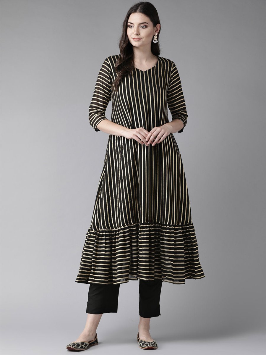 Ahalyaa Black Kurta with Trouser | Swadesiicart