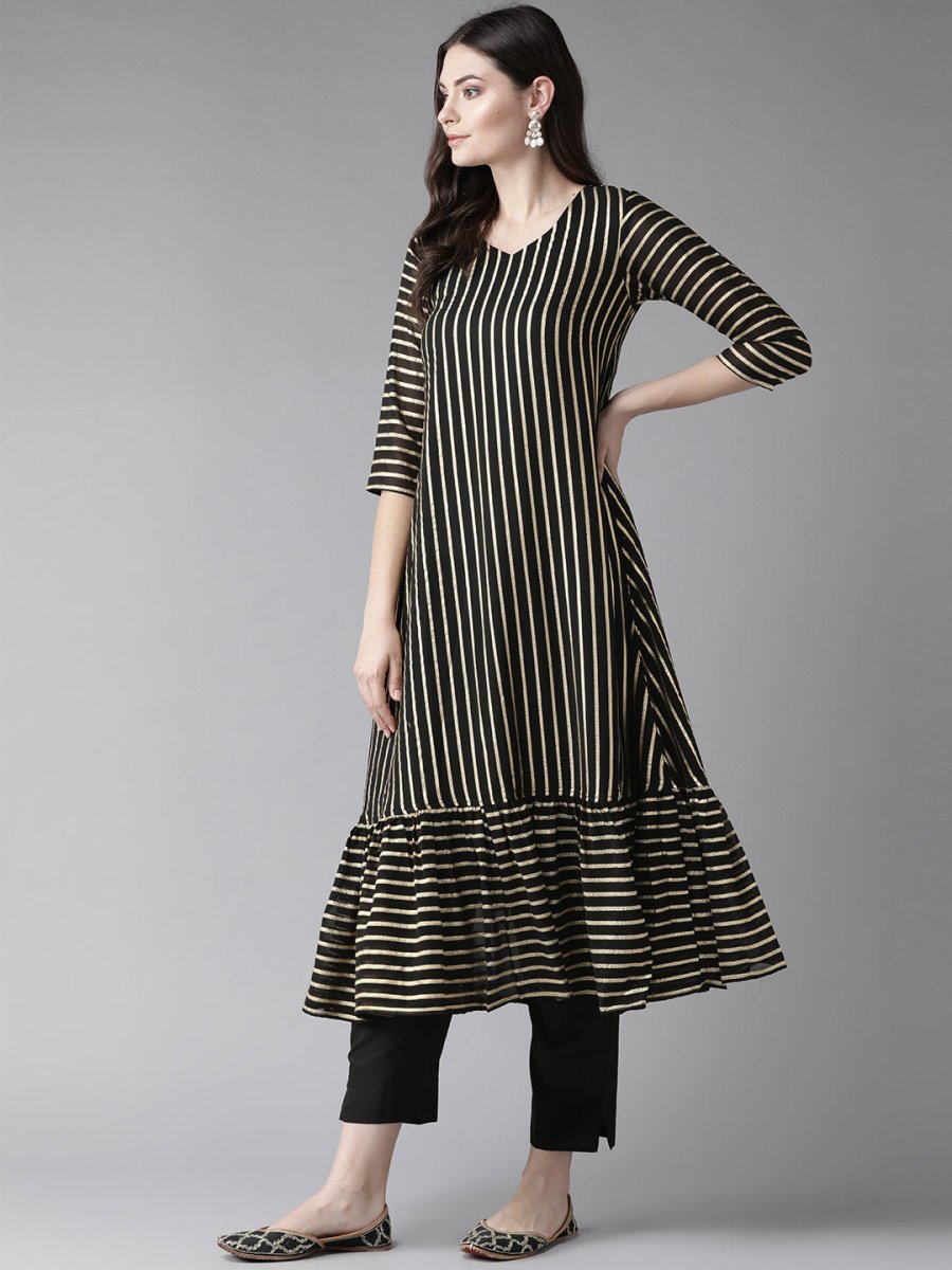 Ahalyaa Black Kurta with Trouser | Swadesiicart