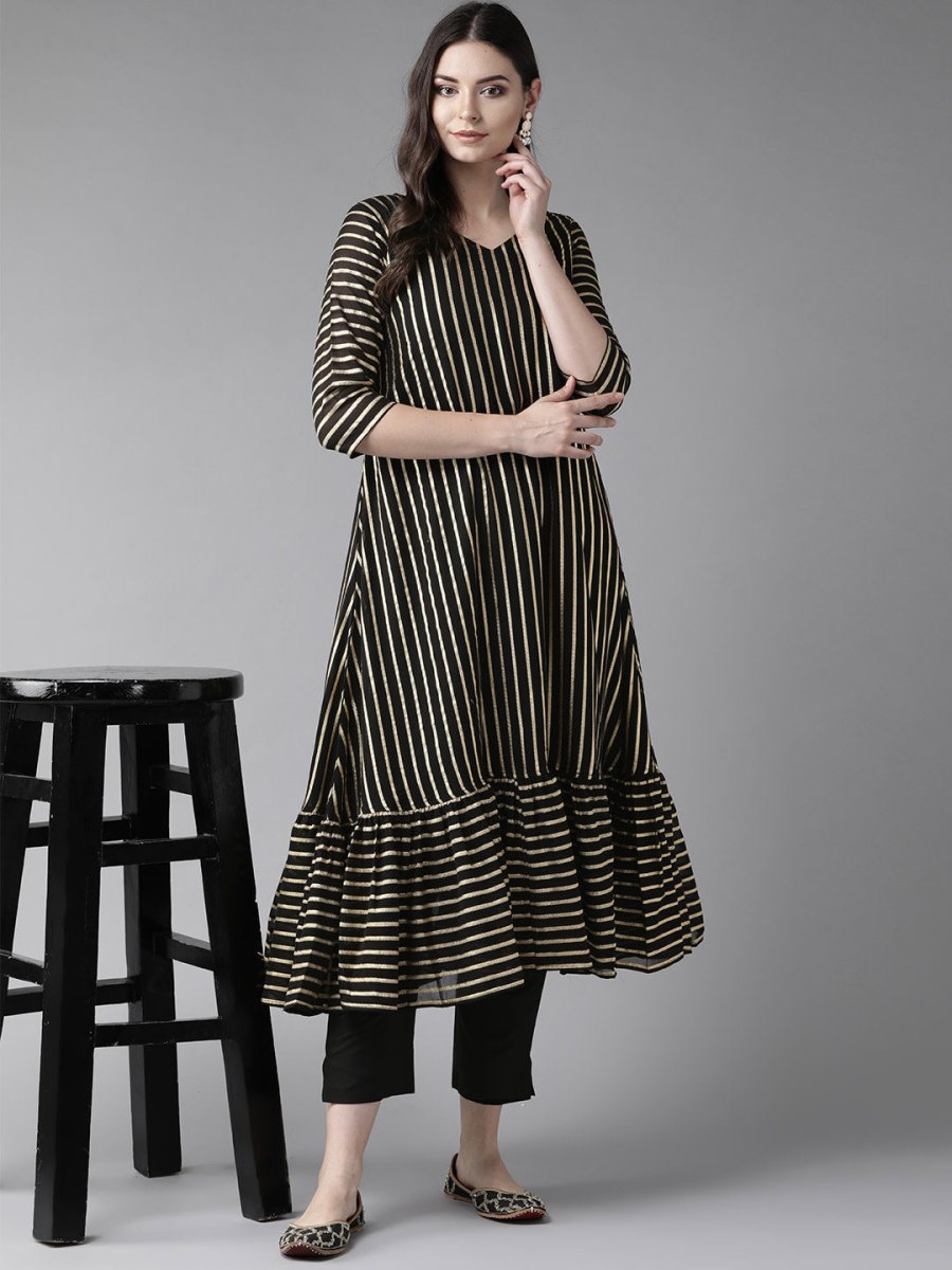Ahalyaa Black Kurta with Trouser | Swadesiicart