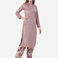 Ahalyaa Lilac Solid Kurta & Floral Pant Set | Swadesiicart