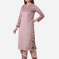 Ahalyaa Lilac Solid Kurta & Floral Pant Set | Swadesiicart