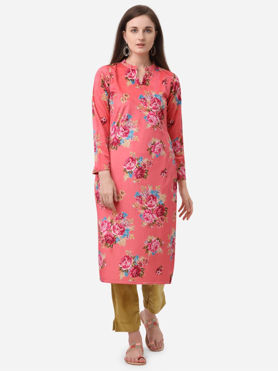 Ahalyaa Red Velvet Kurta With Pant | Swadesiicart