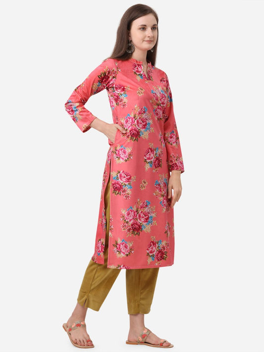 Ahalyaa Red Velvet Kurta With Pant | Swadesiicart