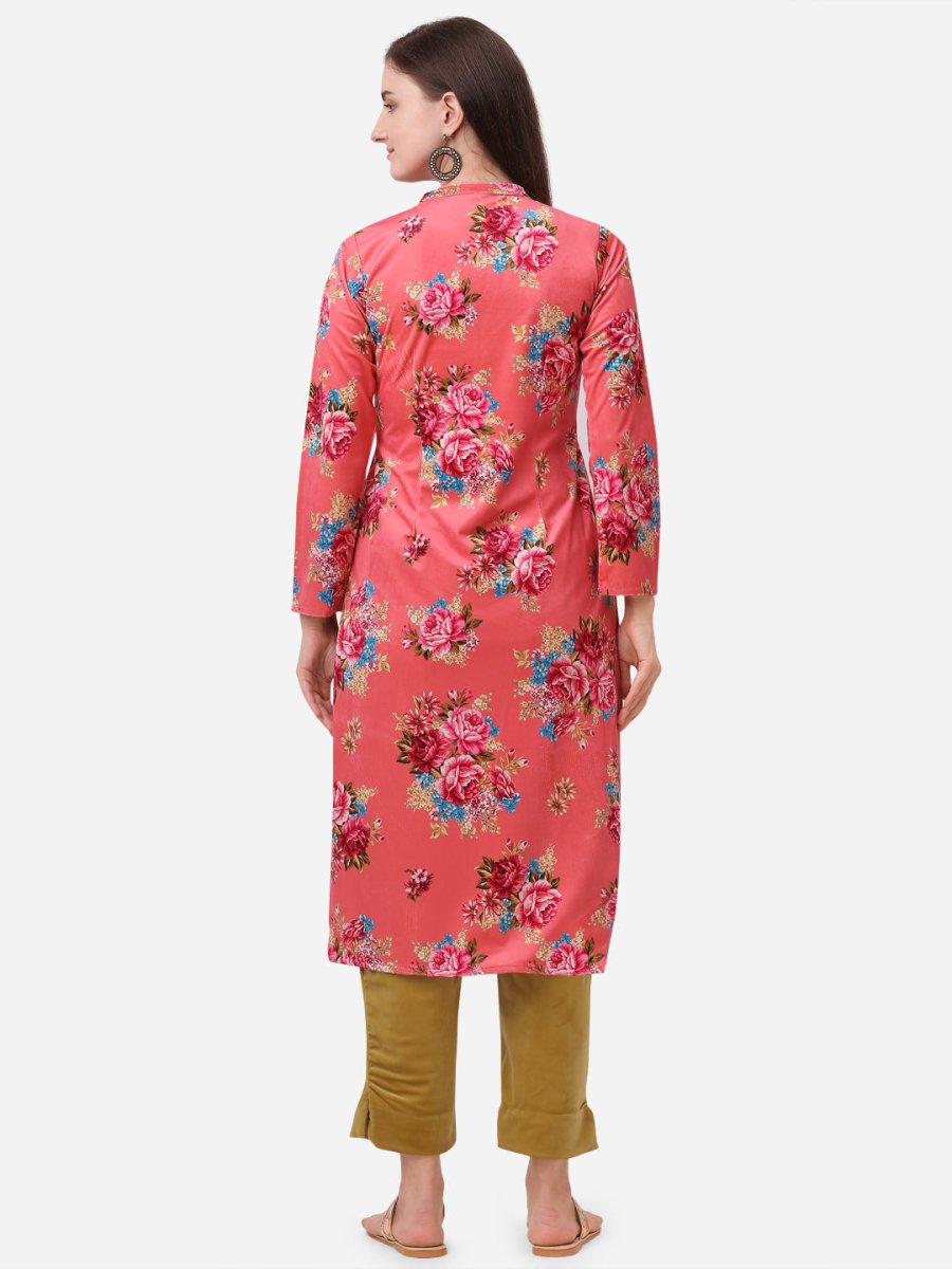 Ahalyaa Red Velvet Kurta With Pant | Swadesiicart