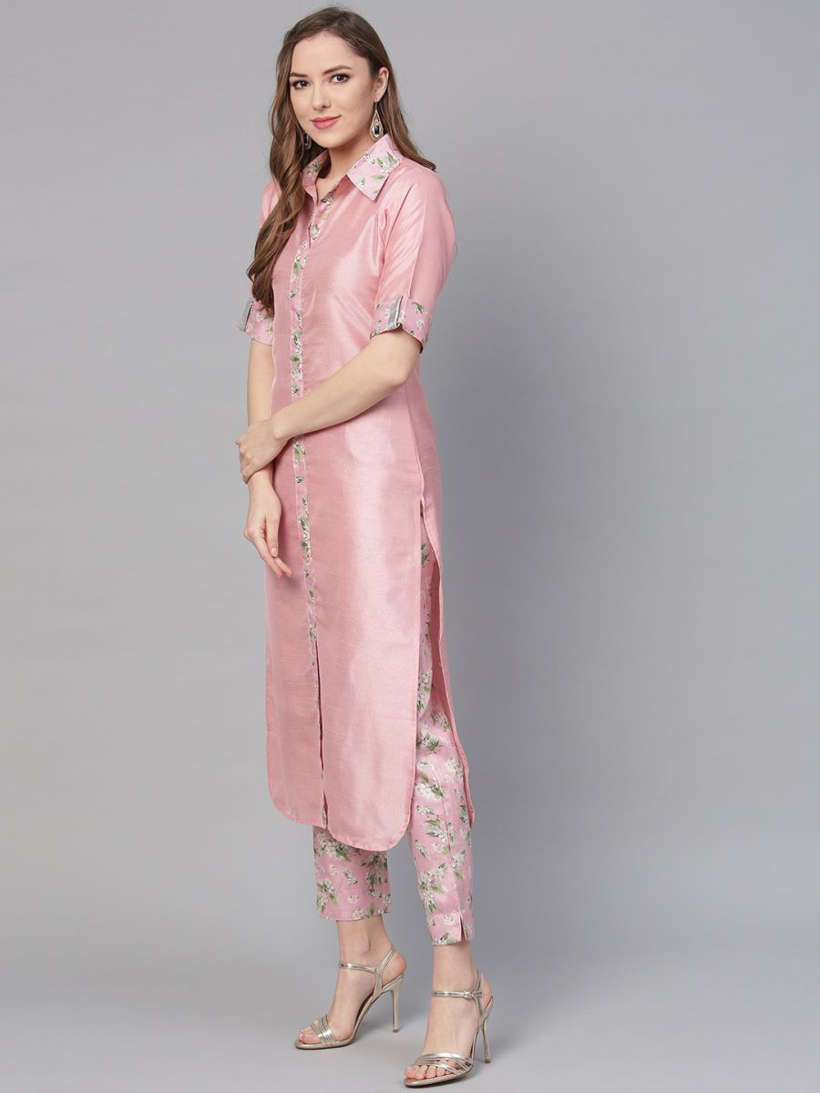 Ahalyaa Digital Print Straight Poly Silk Kurta With Digital Print Pant | Swadesiicart