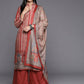 Ahalyaa Women Maroon Printed Gotta Patti Velvet Kurta with Palazzos & With Dupatta | Swadesiicart