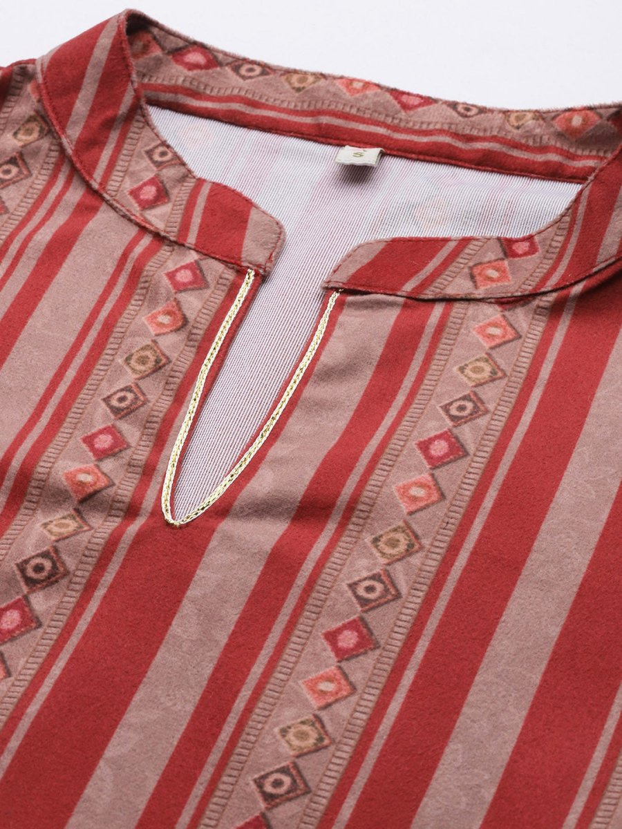 Ahalyaa Women Maroon Printed Gotta Patti Velvet Kurta with Palazzos & With Dupatta | Swadesiicart