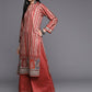 Ahalyaa Women Maroon Printed Gotta Patti Velvet Kurta with Palazzos & With Dupatta | Swadesiicart