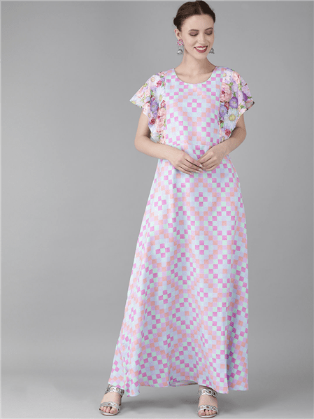 Ahalyaa Printed Long A- Line Kurta | Swadesiicart
