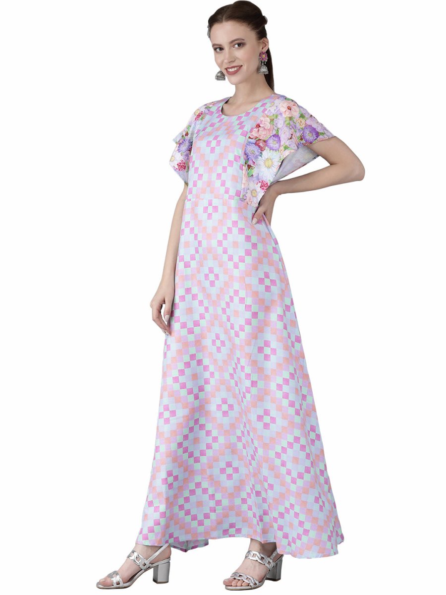 Ahalyaa Printed Long A- Line Kurta | Swadesiicart