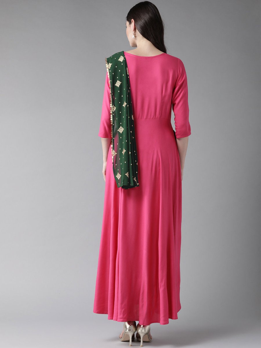 Ahalyaa Dark Pink Women's Gown | Swadesiicart