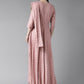 Ahalyaa Pink & Golden Printed Maxi Dress With Attached Dupatta | Swadesiicart
