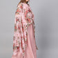 Ahalyaa Women Pink Floral A Line Fusion Dresses | Swadesiicart