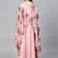 Ahalyaa Women Pink Floral A Line Fusion Dresses | Swadesiicart