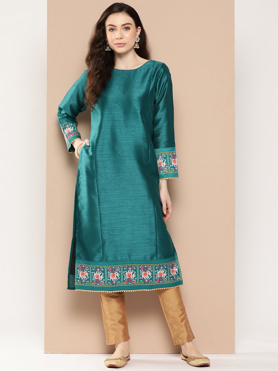 Ahalyaa Women Ethnic Motifs Embroidered Gotta Patti Kurta | Swadesiicart