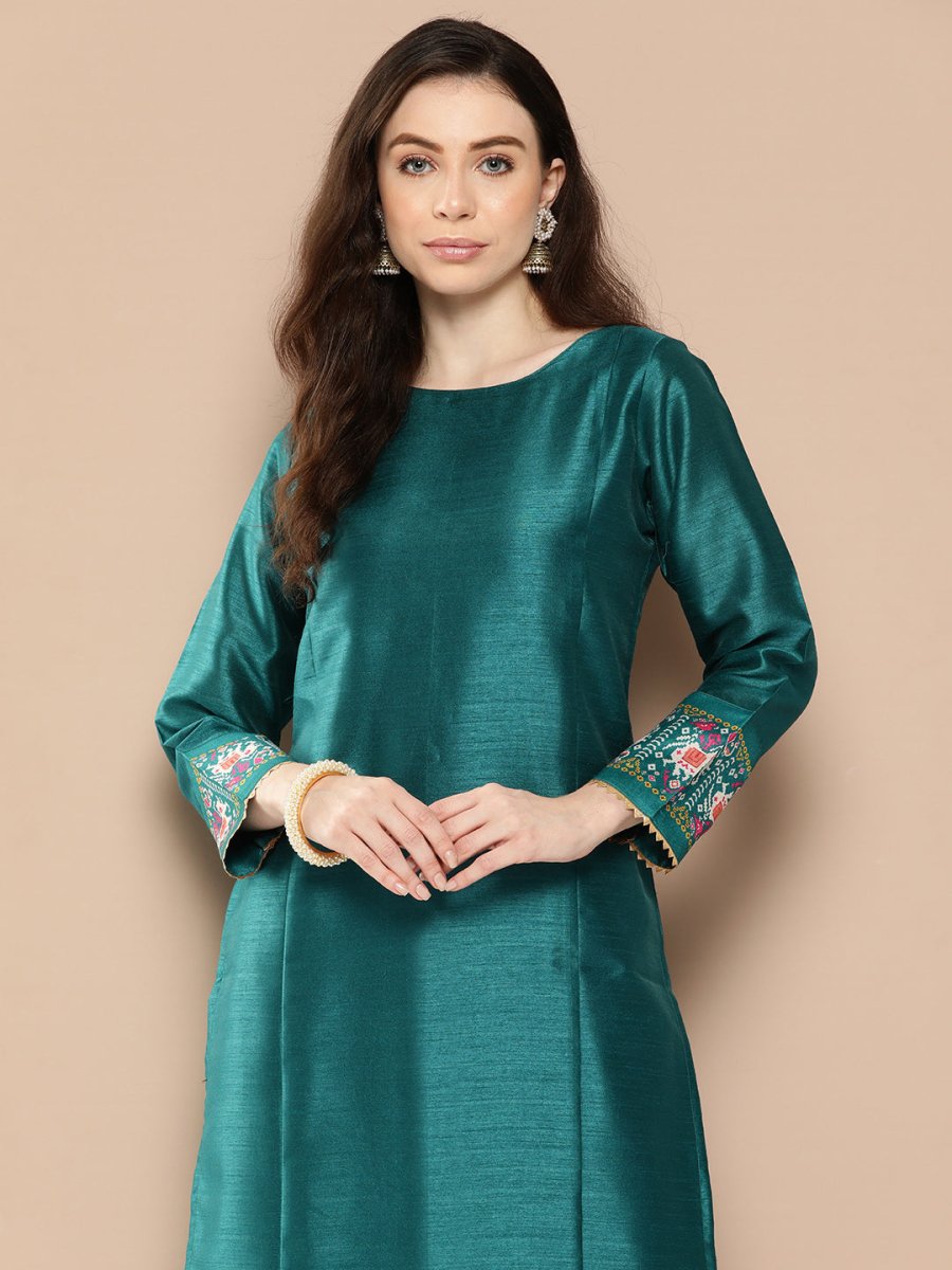 Ahalyaa Women Ethnic Motifs Embroidered Gotta Patti Kurta | Swadesiicart