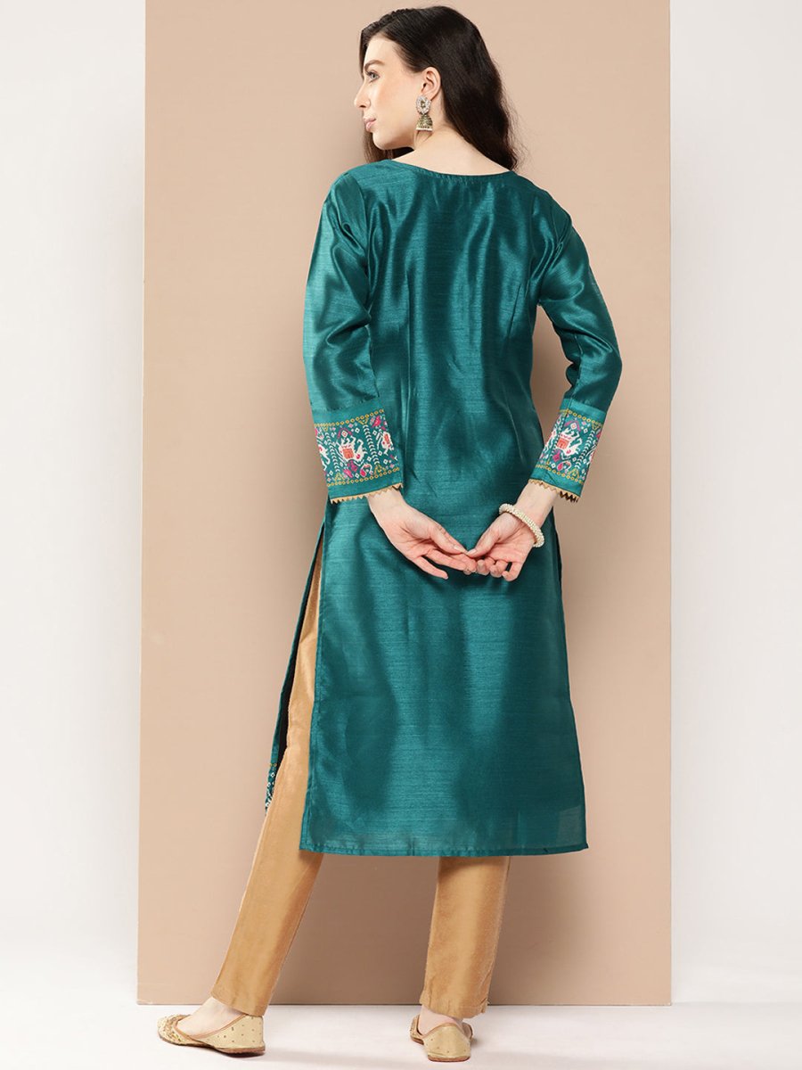 Ahalyaa Women Ethnic Motifs Embroidered Gotta Patti Kurta | Swadesiicart