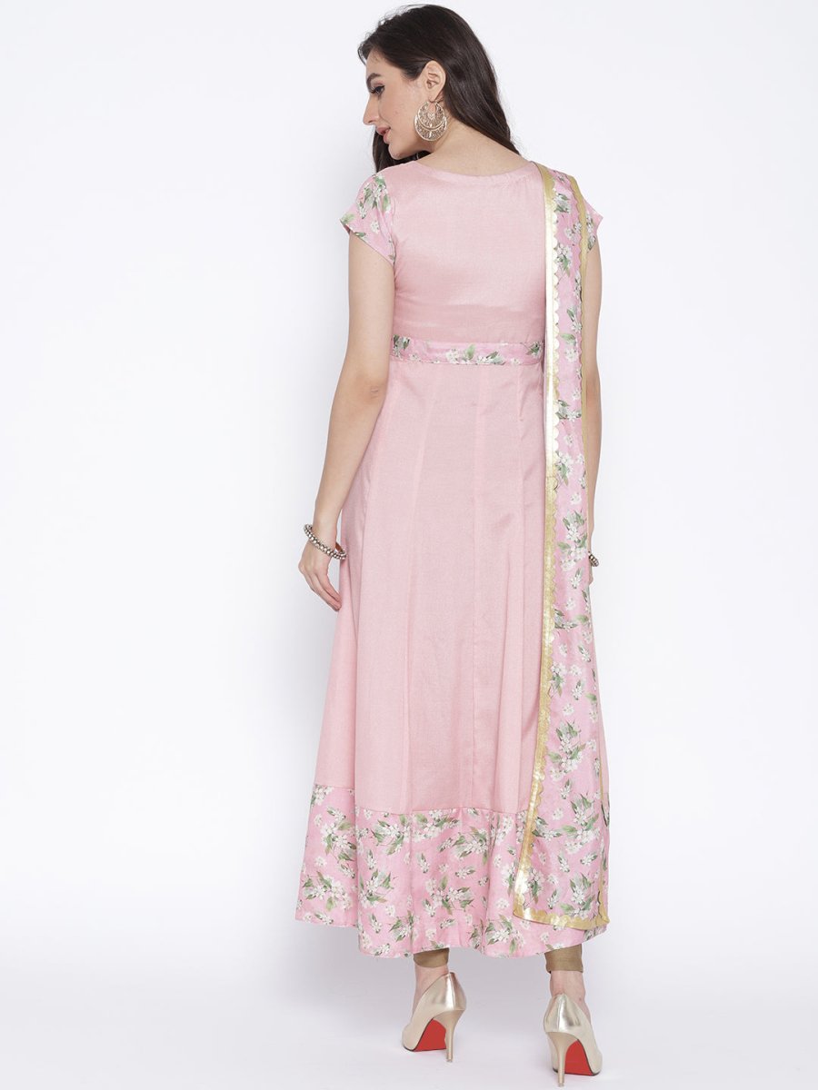 Ahalyaa Women Pink Solid Anarkali Kurta | Swadesiicart