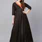 Ahalyaa Black Plain A-Line Kurta | Swadesiicart