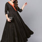 Ahalyaa Black Plain A-Line Kurta | Swadesiicart