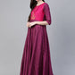 Ahalyaa Purple & Golden Screen Printed Maxi Dress | Swadesiicart