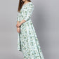 Ahalyaa Sky Blue Printed Asymmetric Women's Kurta | Swadesiicart