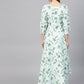Ahalyaa Sky Blue Printed Asymmetric Kurta | Swadesiicart
