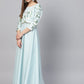 Ahalyaa Sky Blue Pigment Print A-Line Kurta | Swadesiicart