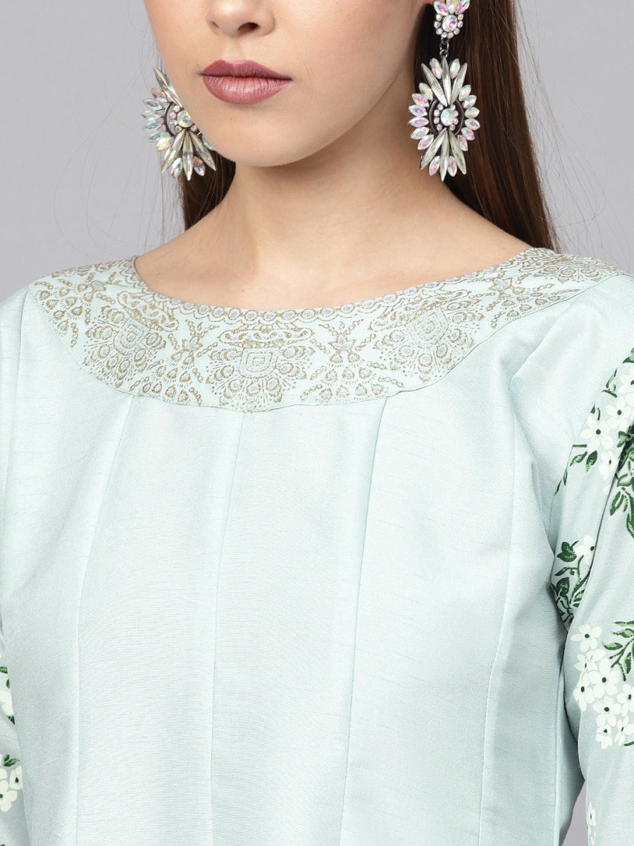 Ahalyaa Sky Blue Pigment Print Anarkali Beautiful Kurta | Swadesiicart
