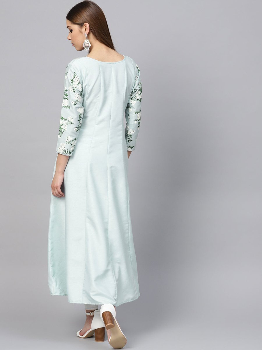 Ahalyaa Sky Blue Pigment Print Anarkali Beautiful Kurta | Swadesiicart