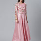 Ahalyaa Art Silk Pink Solid Kurta With Attached Floral Print Jacket | Swadesiicart