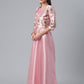 Ahalyaa Art Silk Pink Solid Kurta With Attached Floral Print Jacket | Swadesiicart