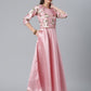 Ahalyaa Art Silk Pink Solid Kurta With Attached Floral Print Jacket | Swadesiicart