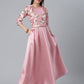 Ahalyaa Art Silk Pink Solid Kurta With Attached Floral Print Jacket | Swadesiicart
