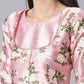 Ahalyaa Art Silk Pink Solid Kurta With Attached Floral Print Jacket | Swadesiicart