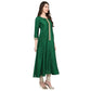 Ahalyaa Women's Green And Gold Anarkali For Festive And Party Wear | Swadesiicart