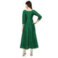 Ahalyaa Women's Green And Gold Anarkali For Festive And Party Wear | Swadesiicart