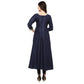 Ahalyaa Women's Navy Blue And Gold Anarkali For Festive And Party Wear | Swadesiicart