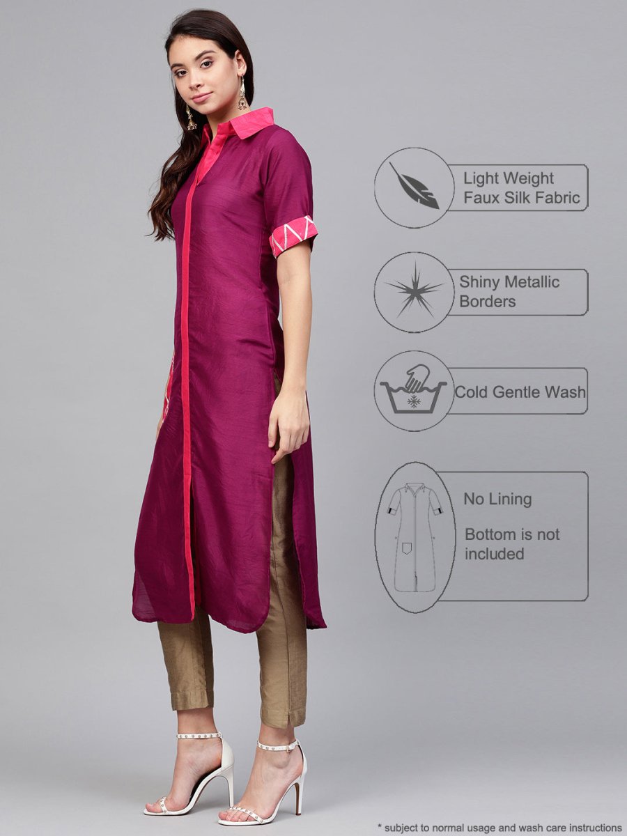 Ahalyaa Solid Straight Poly Silk Beautiful Kurta | Swadesiicart
