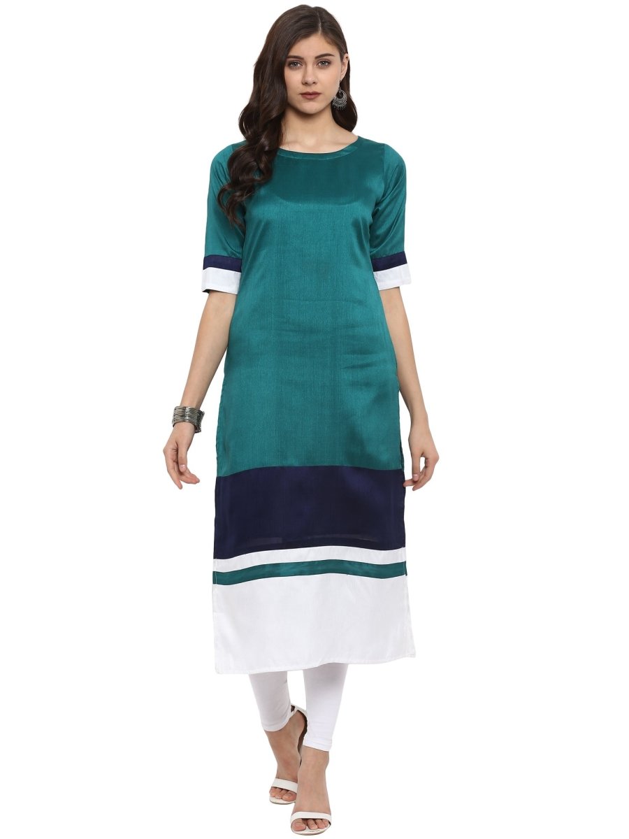 Ahalyaa Women Multicoloured Colourblocked Straight Beautiful Kurta | Swadesiicart